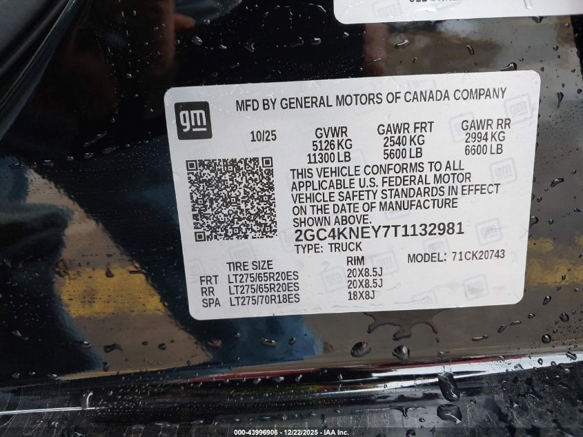 2026 Chevrolet Silverado 2500Hd , Standard Bed, Lt, 4Wd VIN: 2GC4KNEY7T1132981 Lot: 43996906