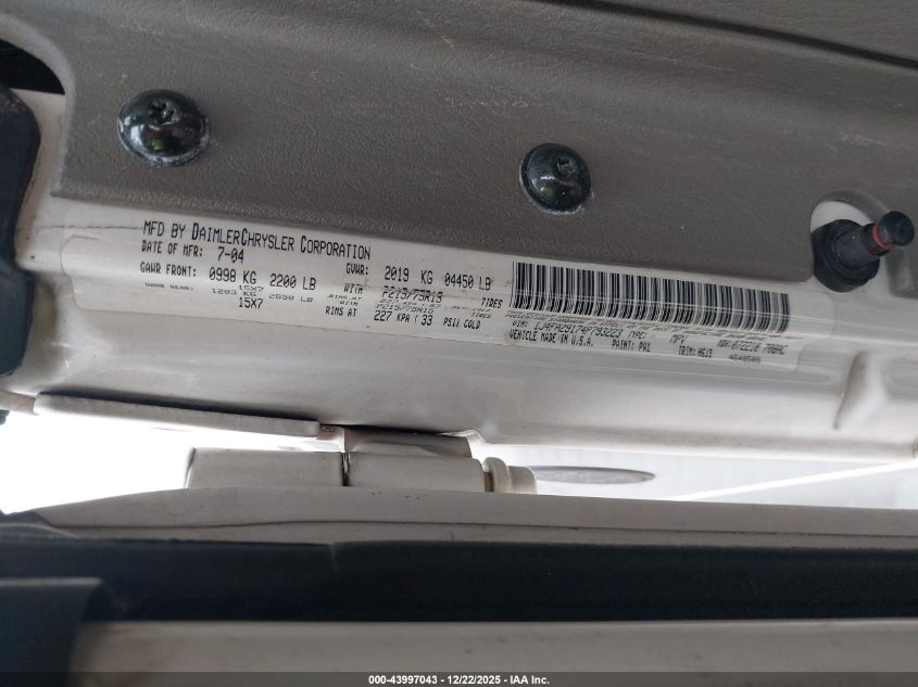 2004 Jeep Wrangler Se VIN: 1J4FA29174P793223 Lot: 43997043