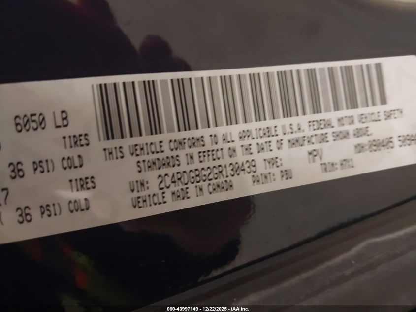 2016 Dodge Grand Caravan Se VIN: 2C4RDGBG2GR130439 Lot: 43997140