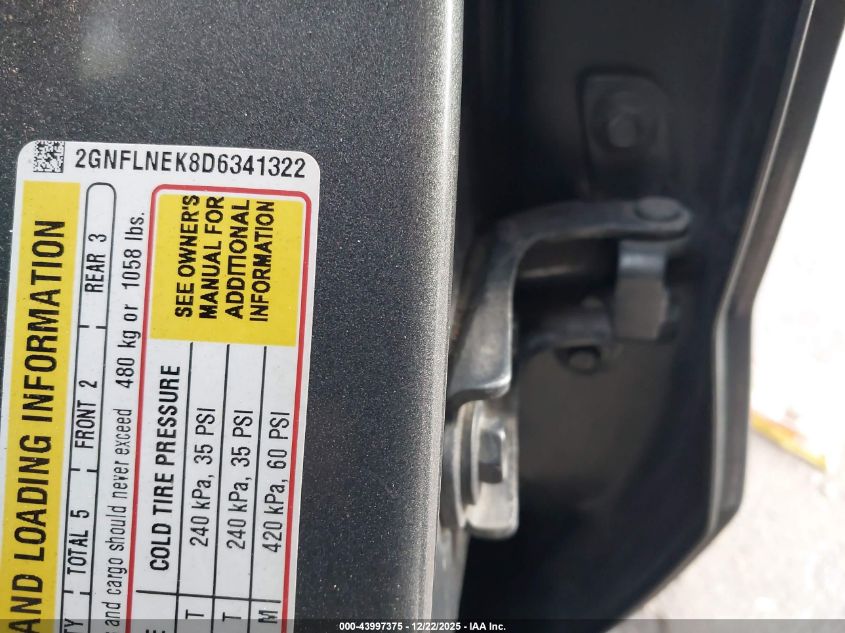 2013 Chevrolet Equinox 2Lt VIN: 2GNFLNEK8D6341322 Lot: 43997375