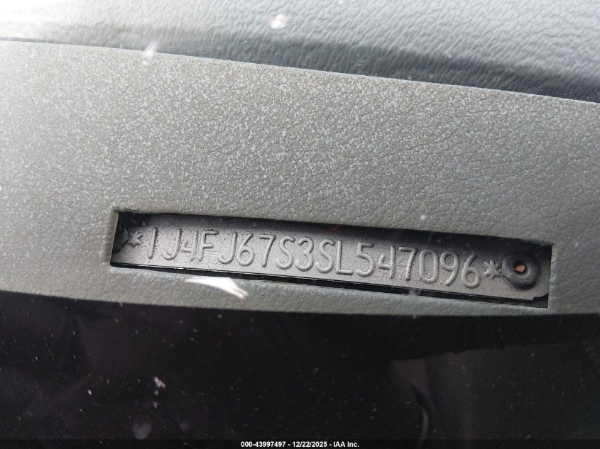 1995 Jeep Cherokee Sport VIN: 1J4FJ67S3SL547096 Lot: 43997497