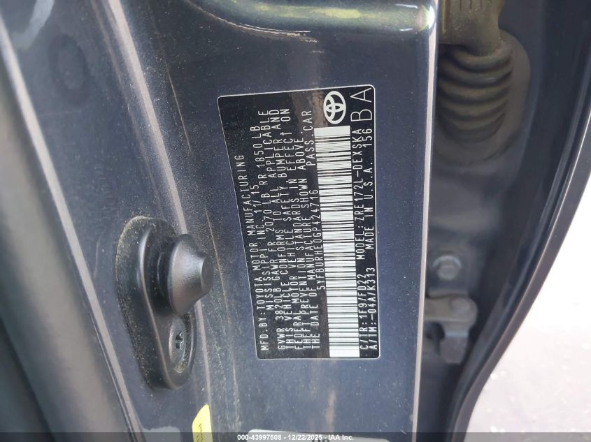 2016 Toyota Corolla S Plus VIN: 5YFBURHE0GP424716 Lot: 43997508