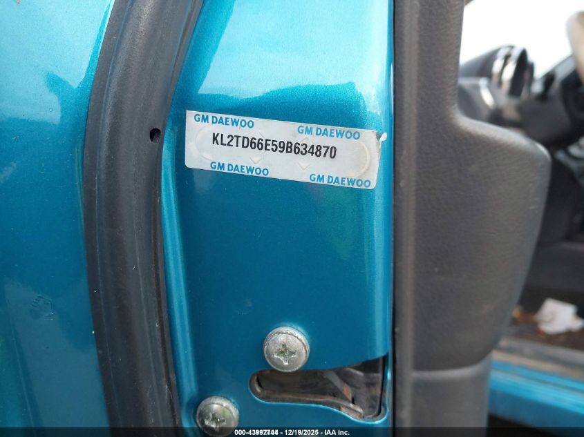 2009 Pontiac G3 VIN: KL2TD66E59B634870 Lot: 43997744