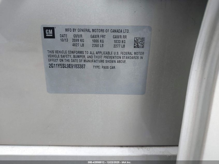 2014 Chevrolet Impala 1Ls VIN: 2G11Y5SL9E9183387 Lot: 43998013