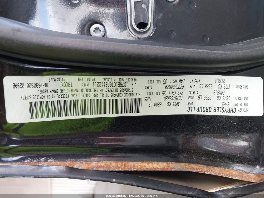 2010 Dodge Ram 1500 Slt/Sport/Trx VIN: 1D7RB1CT0AS112211 Lot: 43998155