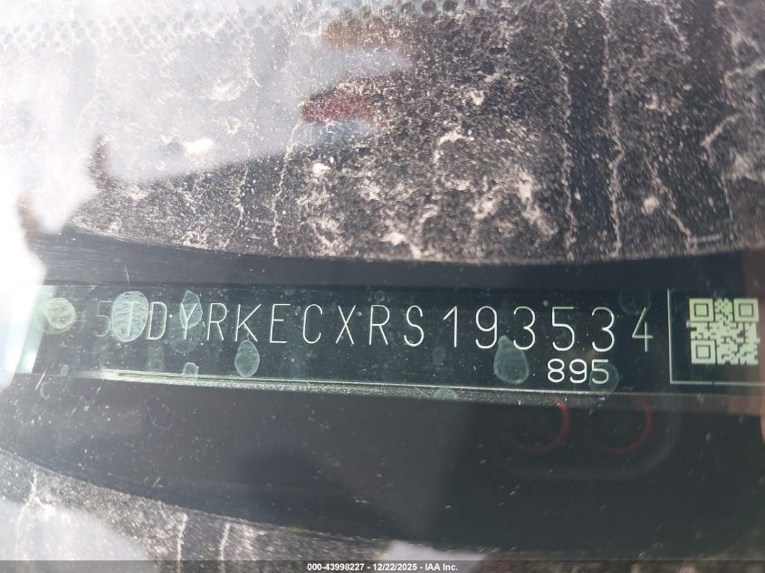 2024 Toyota Sienna Xle VIN: 5TDYRKECXRS193534 Lot: 43998227