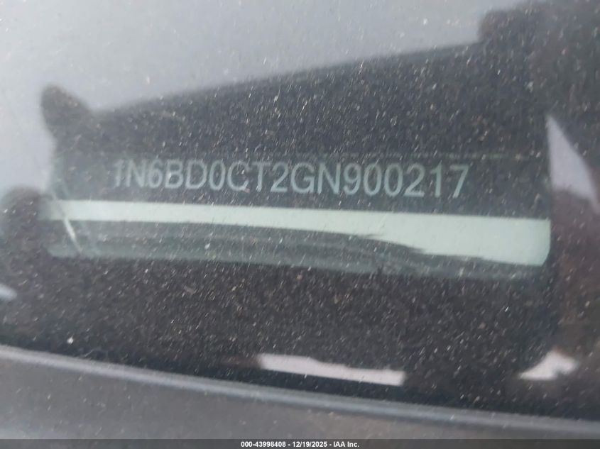 2016 Nissan Frontier S VIN: 1N6BD0CT2GN900217 Lot: 43998408