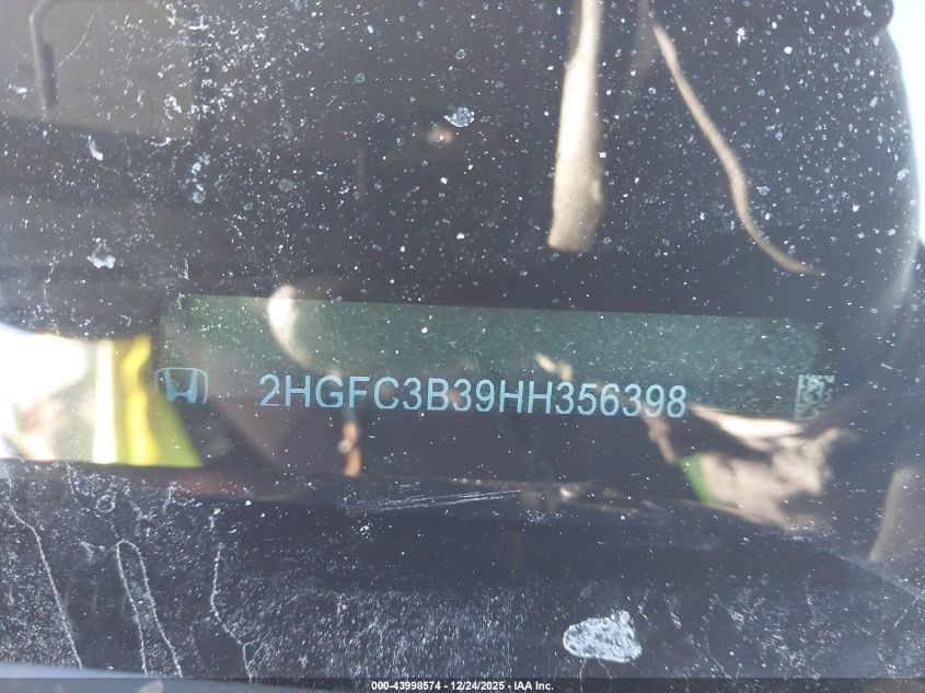 2017 Honda Civic Ex-T VIN: 2HGFC3B39HH356398 Lot: 43998574