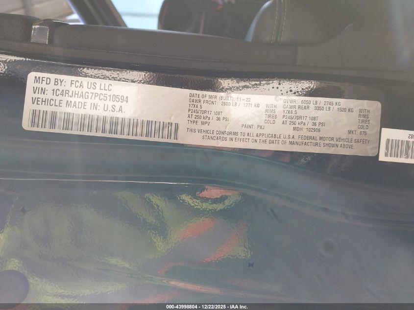 2023 Jeep Grand Cherokee Laredo 4X4 VIN: 1C4RJHAG7PC510594 Lot: 43998804