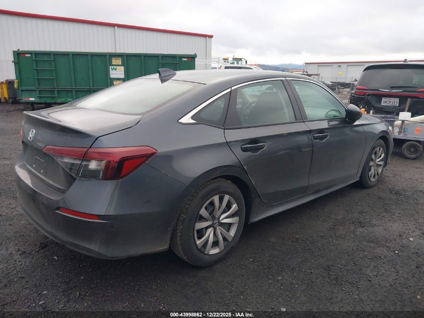 2025 Honda Civic Lx VIN: 2HGFE2F29SH599920 Lot: 43998862