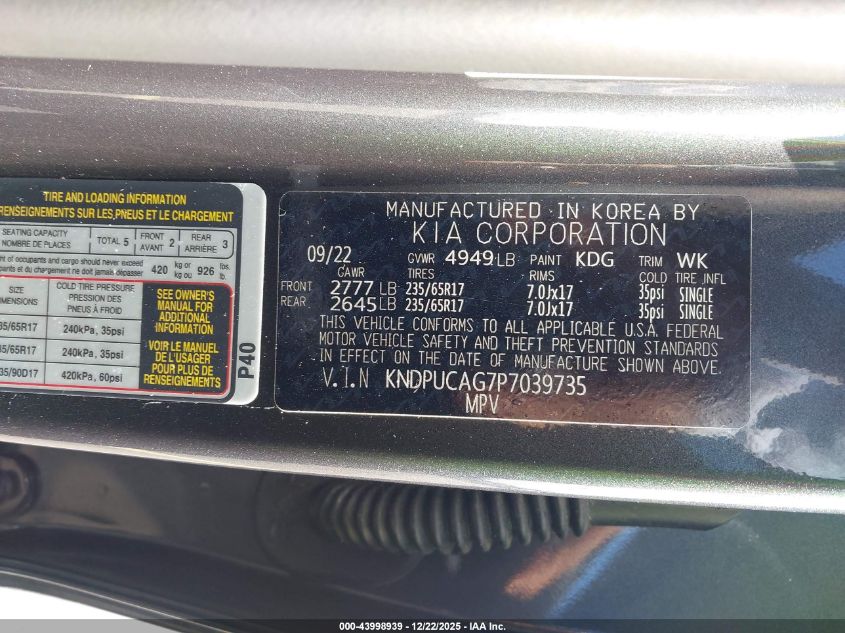 2023 Kia Sportage Hybrid Lx VIN: KNDPUCAG7P7039735 Lot: 43998939