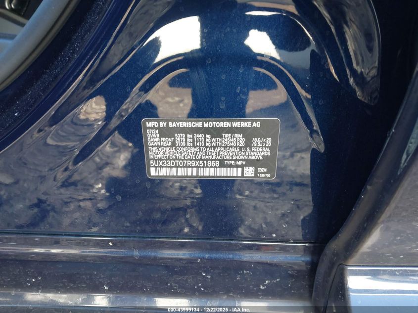 2024 BMW X4 xDrive30I VIN: 5UX33DT07R9X51868 Lot: 43999134