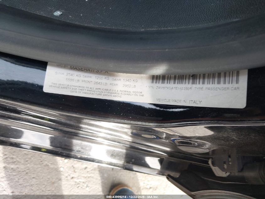 2014 Maserati Ghibli VIN: ZAM57XSA7E1122335 Lot: 43999214