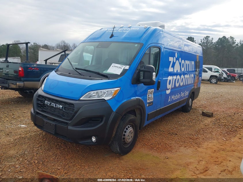 Vin: 3c6mrvjg5re133915, lot: 44495026, ram promaster 3500 cargo van tradesman high roof 159 wb ext w/pass seat 20242