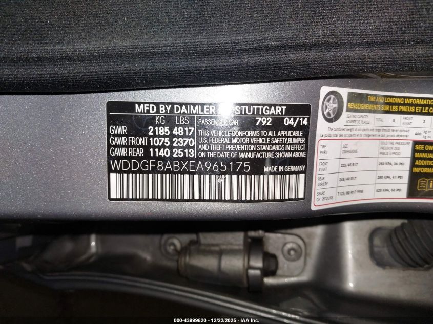 2014 Mercedes-Benz C 300 Sport 4Matic VIN: WDDGF8ABXEA965175 Lot: 43999620