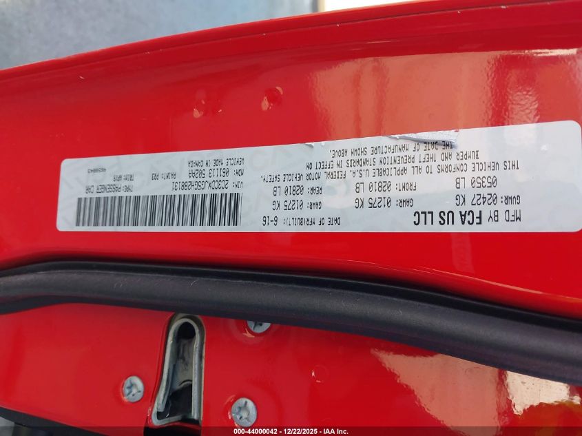 2016 Dodge Charger Sxt VIN: 2C3CDXJG5GH288131 Lot: 44000042