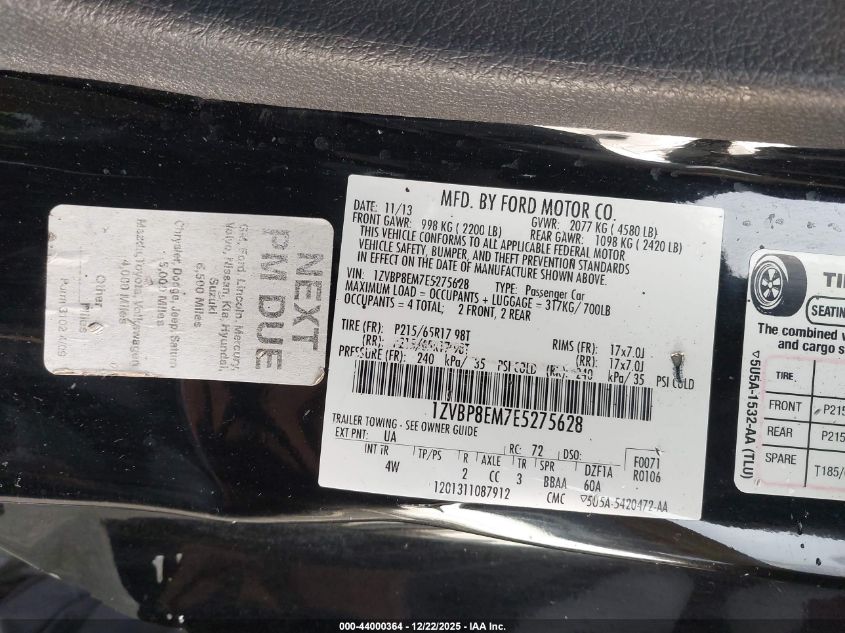 2014 Ford Mustang V6 Premium VIN: 1ZVBP8EM7E5275628 Lot: 44000364