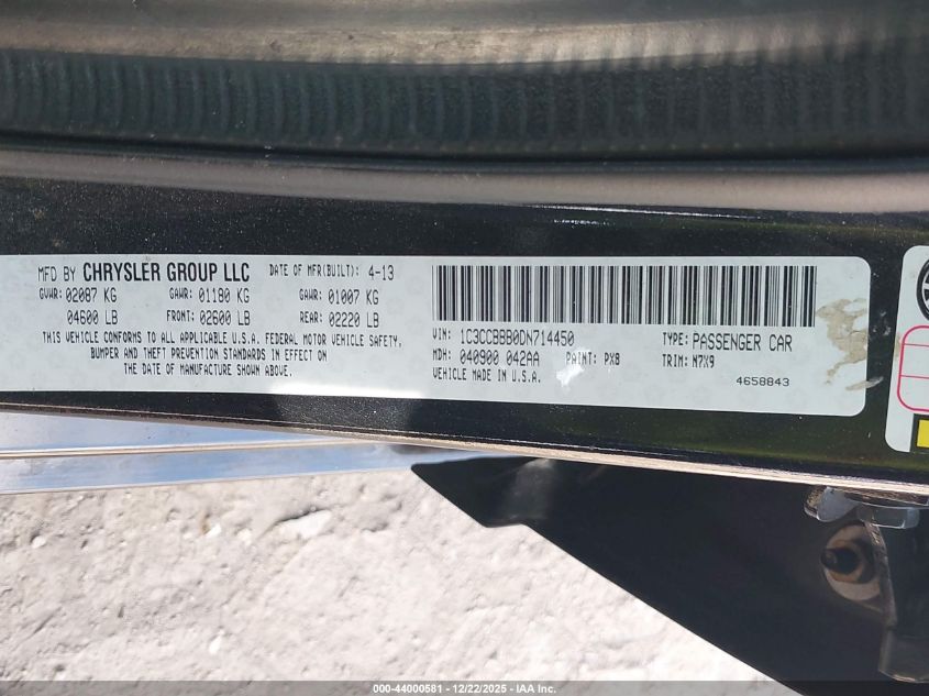 2013 Chrysler 200 Touring VIN: 1C3CCBBB0DN714450 Lot: 44000581