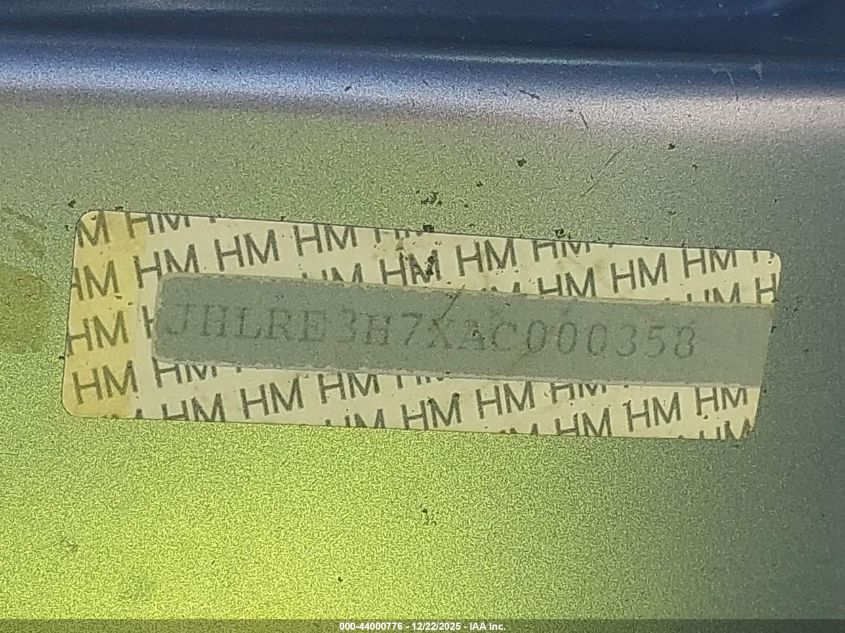 2010 Honda Cr-V Ex-L VIN: JHLRE3H7XAC000358 Lot: 44000776