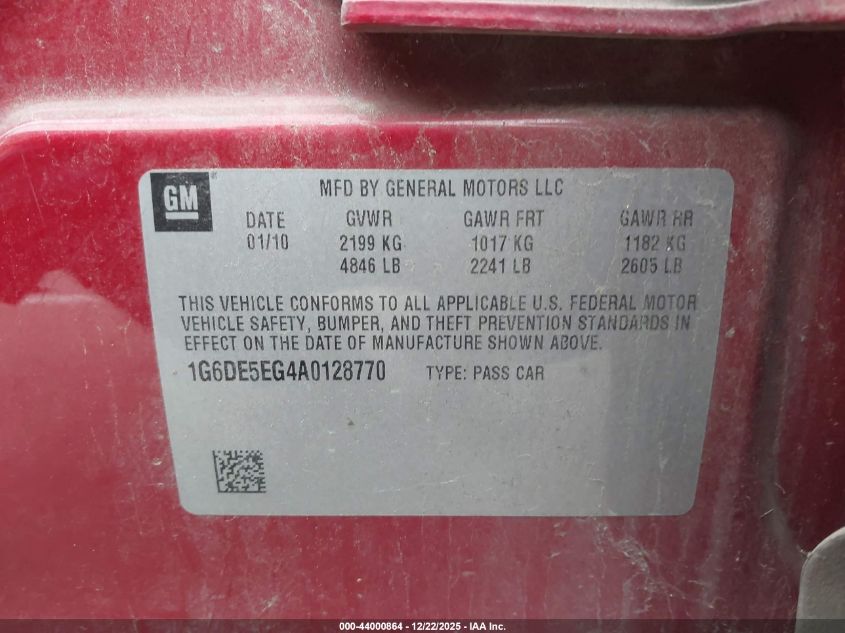 2010 Cadillac Cts Luxury VIN: 1G6DE5EG4A0128770 Lot: 44000864