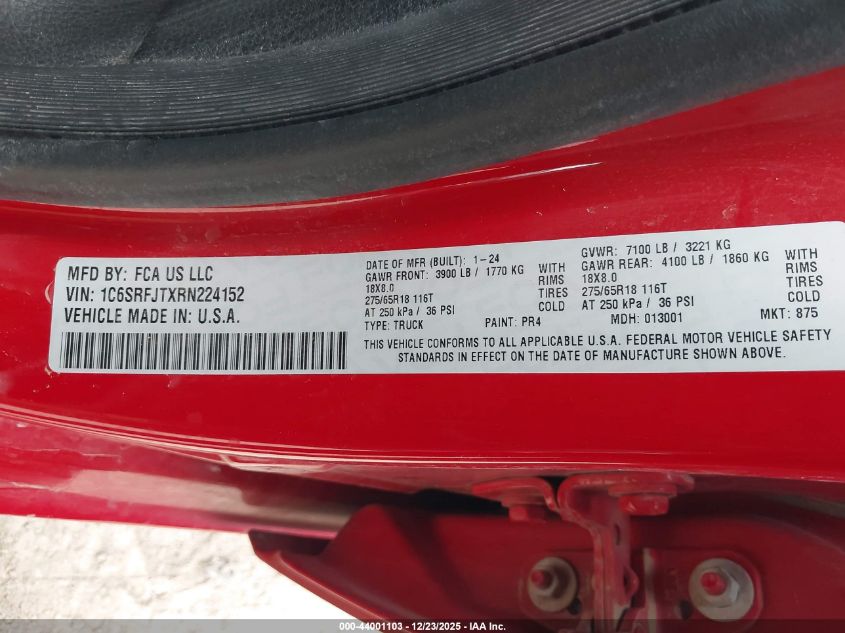 2024 Ram 1500 - 1C6SRFJTXRN224152