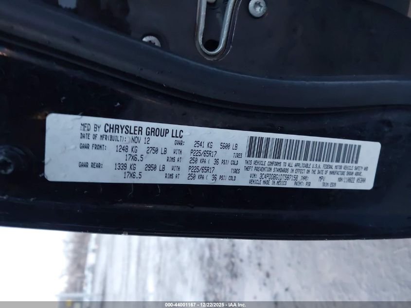 2013 Dodge Journey Sxt VIN: 3C4PDDBG1DT587158 Lot: 44001167