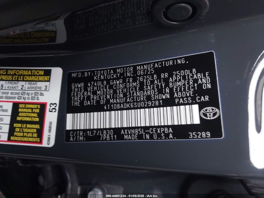 2025 Toyota Camry - 4T1DBADK6SU029281