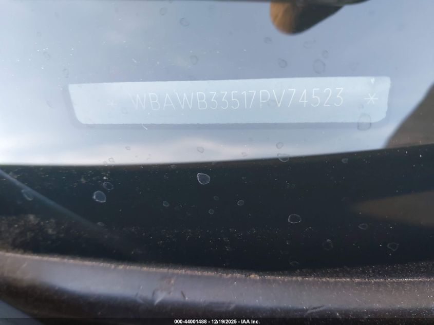 2007 BMW 328I VIN: WBAWB33517PV74523 Lot: 44001488