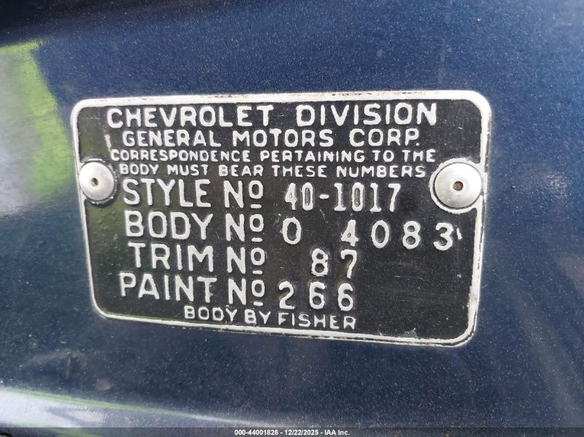 1940 Chev Special Deluxe VIN: 3174900 Lot: 44001826