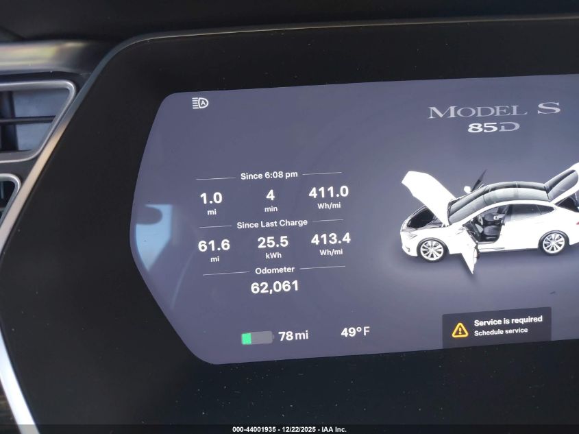 2015 Tesla Model S 70D/85D/P85D VIN: 5YJSA1H20FF084994 Lot: 44001935