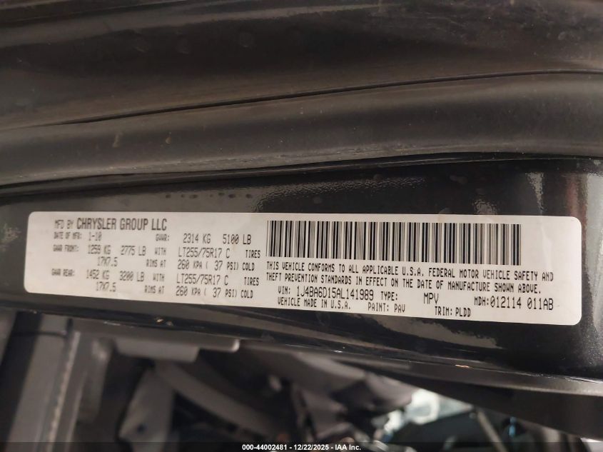 2010 Jeep Wrangler Rubicon VIN: 1J4BA6D15AL141989 Lot: 44002481