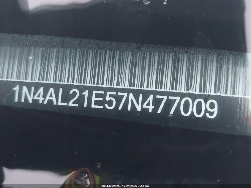2007 Nissan Altima 2.5 S VIN: 1N4AL21E57N477009 Lot: 44002625