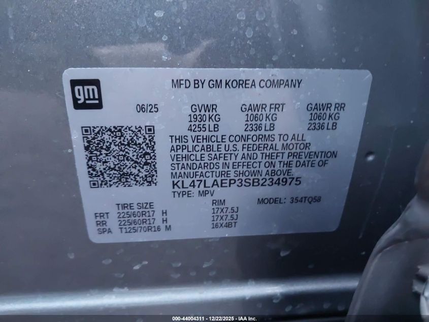 2025 Buick Envista Preferred Fwd VIN: KL47LAEP3SB234975 Lot: 44004311