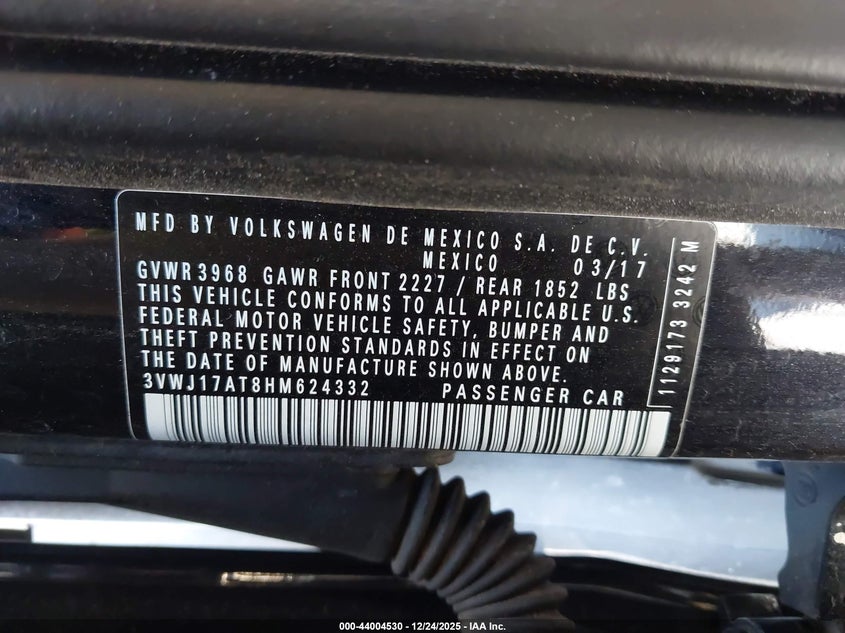 2017 Volkswagen Beetle 1.8T Se/1.8T Sel VIN: 3VWJ17AT8HM624332 Lot: 44004530