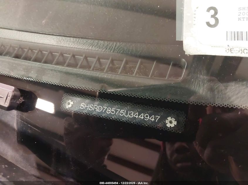 2005 Honda Cr-V Lx VIN: SHSRD78575U344947 Lot: 44005494