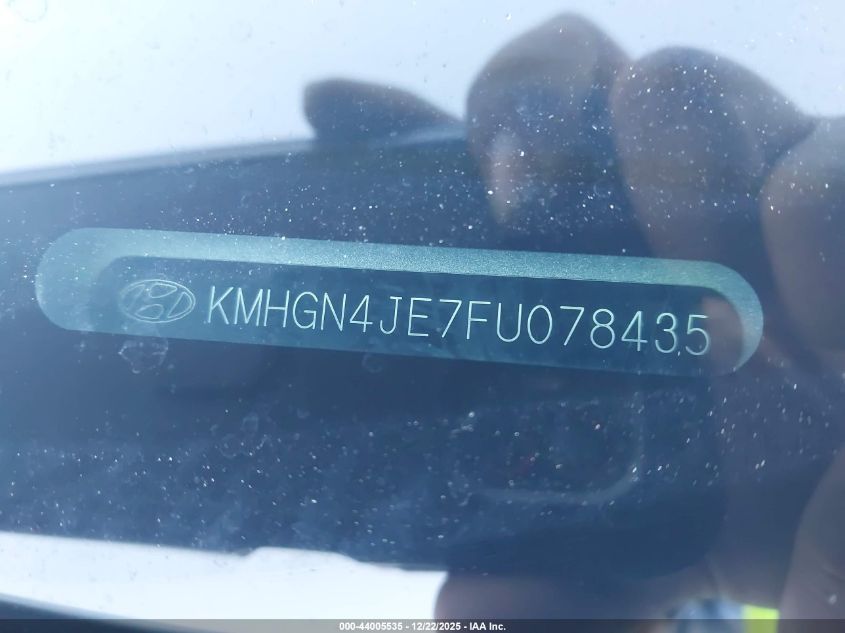 2015 Hyundai Genesis 3.8 VIN: KMHGN4JE7FU078435 Lot: 44005535