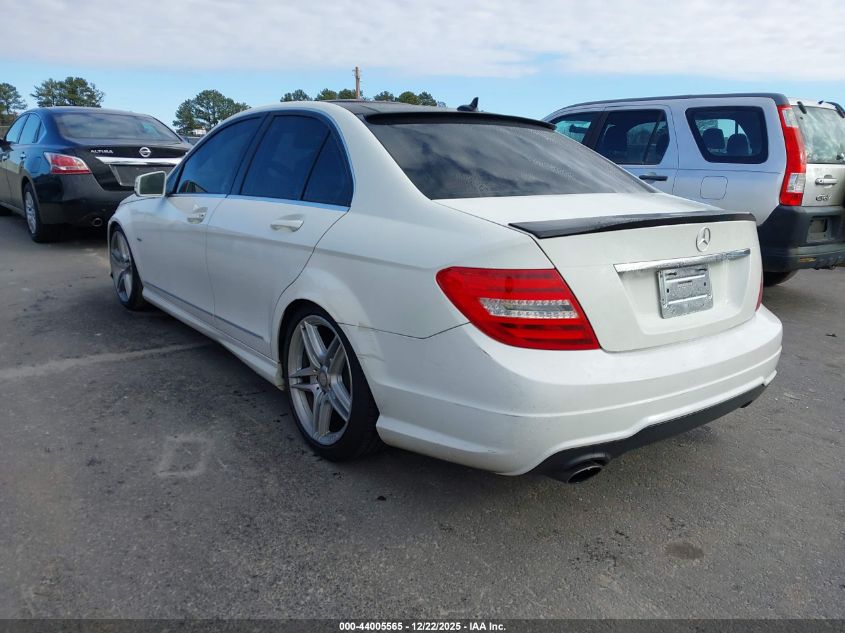 2012 Mercedes-Benz C 250 Sport VIN: WDDGF4HB9CA601955 Lot: 44005565