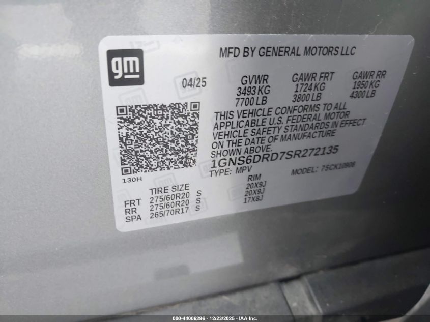 2025 Chevrolet Suburban - 1GNS6DRD7SR272135