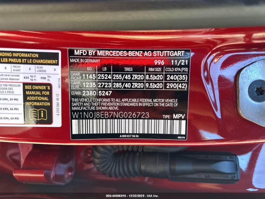 2022 Mercedes-Benz Glc 300 4Matic Coupe VIN: W1N0J8EB7NG026723 Lot: 44006910