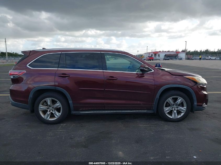 2015 Toyota Highlander Limited Platinum V6 VIN: 5TDYKRFH3FS072542 Lot: 44007085
