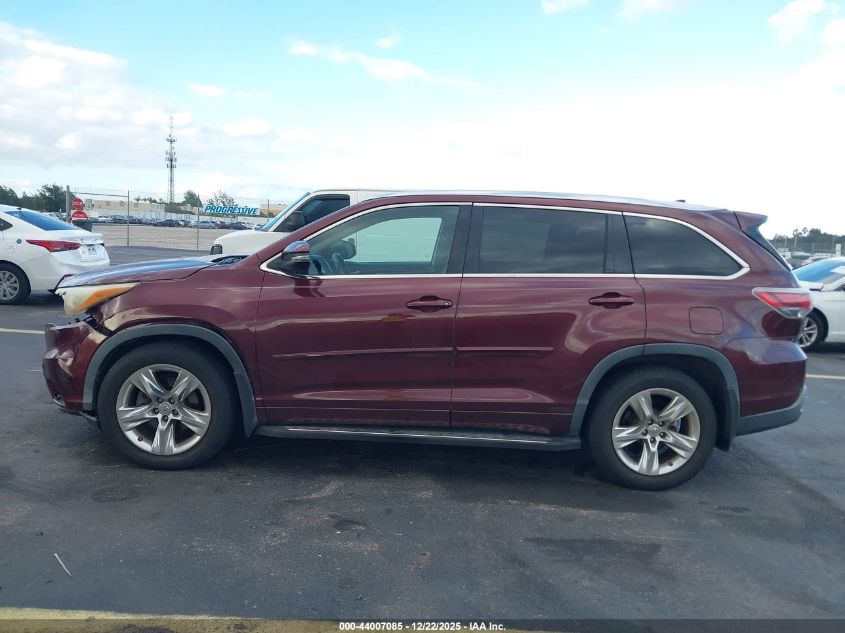 2015 Toyota Highlander Limited Platinum V6 VIN: 5TDYKRFH3FS072542 Lot: 44007085