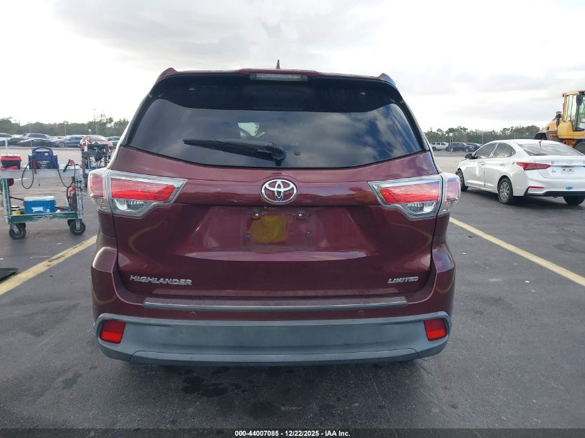 2015 Toyota Highlander Limited Platinum V6 VIN: 5TDYKRFH3FS072542 Lot: 44007085