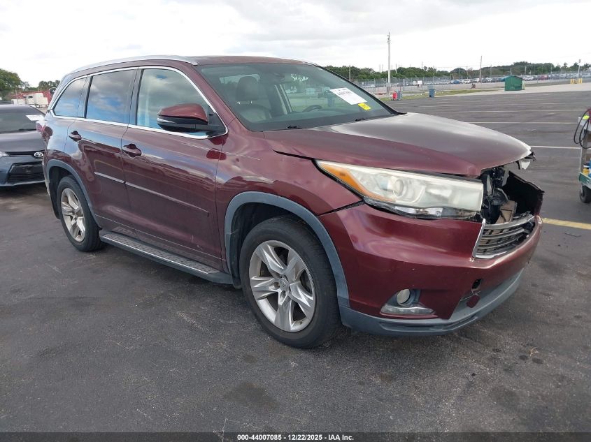 2015 Toyota Highlander Limited Platinum V6 VIN: 5TDYKRFH3FS072542 Lot: 44007085