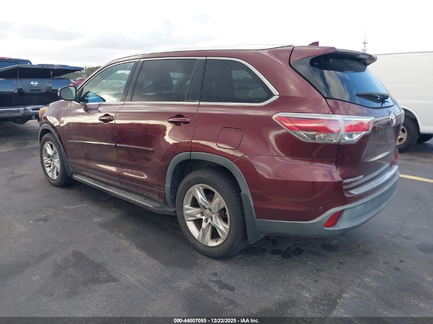 2015 Toyota Highlander Limited Platinum V6 VIN: 5TDYKRFH3FS072542 Lot: 44007085