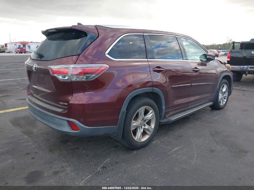 2015 Toyota Highlander Limited Platinum V6 VIN: 5TDYKRFH3FS072542 Lot: 44007085