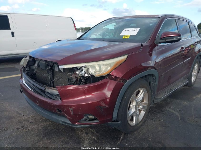 2015 Toyota Highlander Limited Platinum V6 VIN: 5TDYKRFH3FS072542 Lot: 44007085