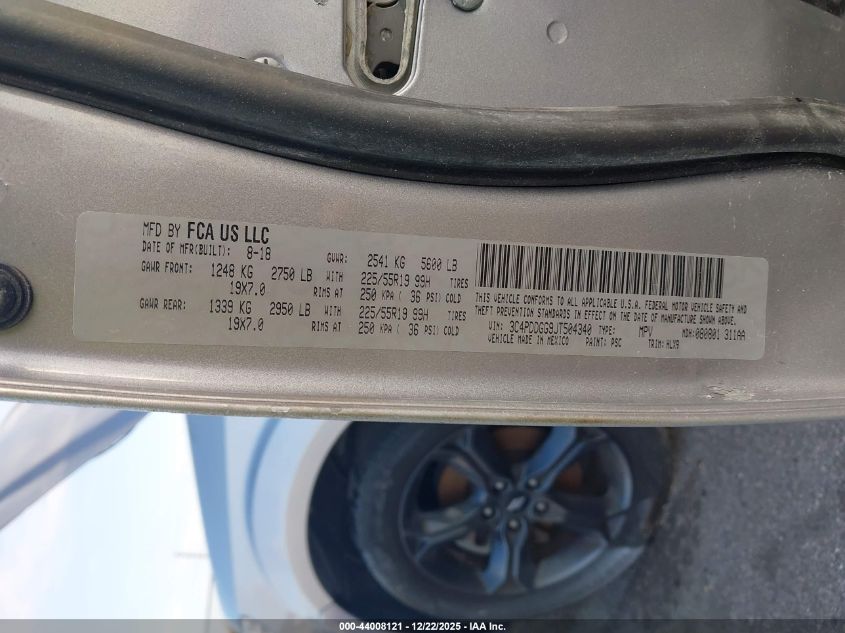 2018 Dodge Journey Crossroad Awd VIN: 3C4PDDGG9JT504340 Lot: 44008121