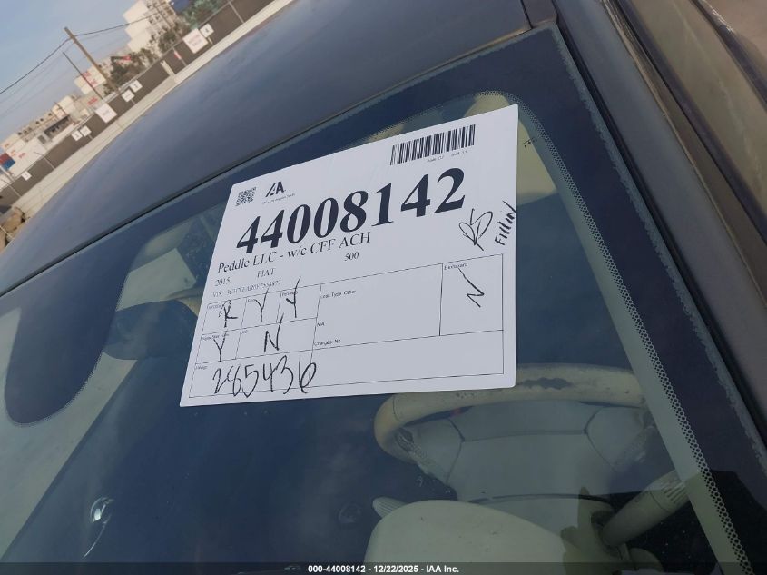 2015 Fiat 500 Pop VIN: 3C3CFFAR0FT558877 Lot: 44008142