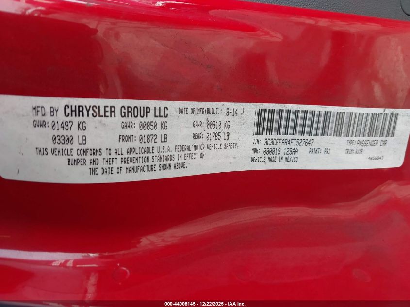 2015 Fiat 500 Pop VIN: 3C3CFFAR4FT527647 Lot: 44008145