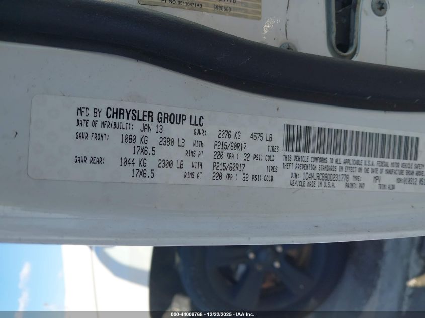 2013 Jeep Patriot Limited VIN: 1C4NJRCB8DD231778 Lot: 44008768